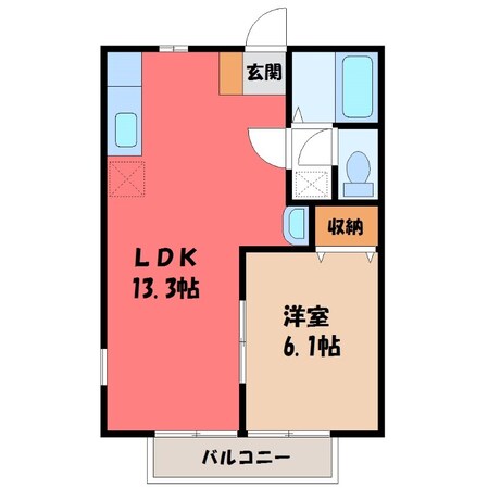 雀宮駅 徒歩17分 2階の物件間取画像